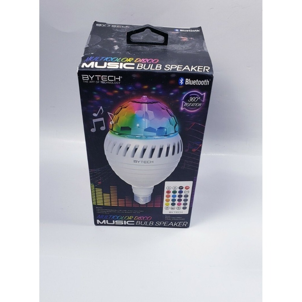 Bytech Bluetooth Spinning Music Bulb Speaker Multicolor Disco